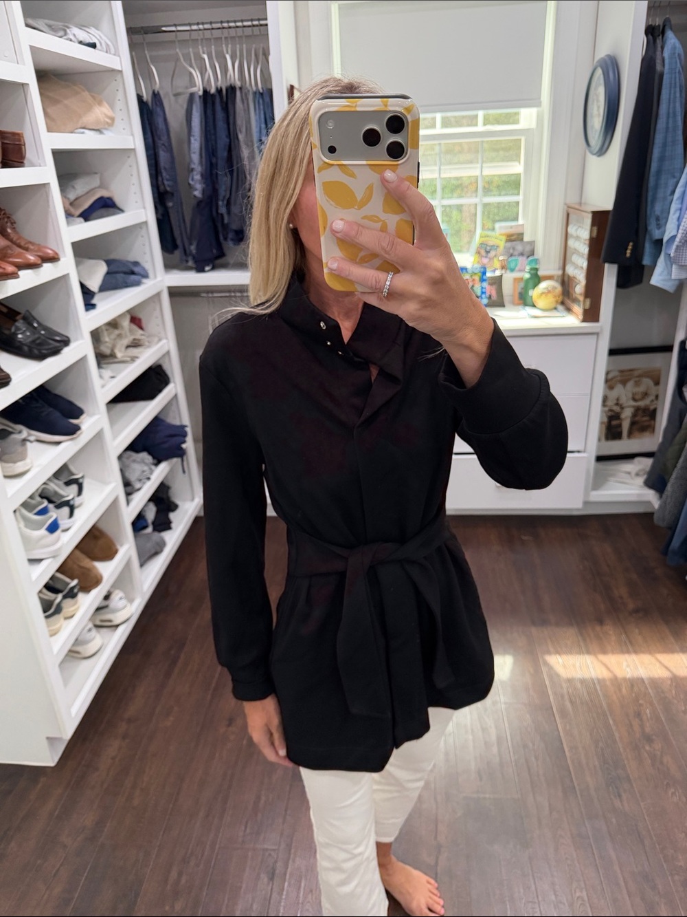 Amazon Black Tie-Waist Long Sleeve Tunic S